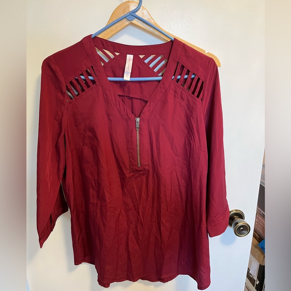 Warehouse One burgundy blouse size medium